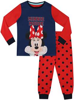 Disney Mädchen Schlafanzug Minnie Mouse Rot 128 von Disney