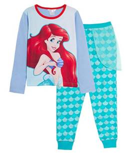 Disney Mädchen-Schlafanzug "The Little Mermaid Ariel", Prinzessinnen-Design, volle Länge, mit Glitzer-Lounge-Hose, Flieder, 9-10 Jahre von Disney