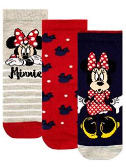 Disney Mädchen Socken Packung mit 3 Minnie Mouse Mehrfarbig 20/23 von Disney