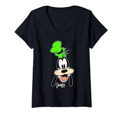 Disney Mickey And Friends Goofy Big Face Portrait T-Shirt mit V-Ausschnitt von Disney