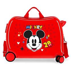 Disney Mickey Get Moving Koffer für Kinder, Rot, 50 x 39 x 20 cm, starre ABS-Kombinationsverschluss, 34 l, 1,8 kg, 4 Räder, Handgepäck, rot, kinderkoffer von Disney