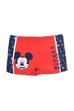 Disney Mickey Mouse Badeshorts für Jungen, Badehose für Kinder, Jungen Slips, Boxer-Badeanzug Mickey Maus Design, Größe 8 Jahre, Rot von Disney