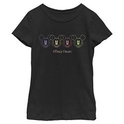 Disney Mickey Mouse Colorful Outline Logo Girls Standard T-Shirt, Black, X-Small von Disney