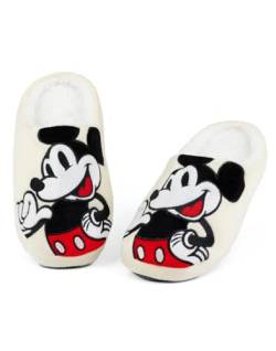 Disney Mickey Mouse Damen Hausschuhe | Winter Weihnachten Feiertag Clubhaus Charakter Merchandise Geschenk | Graue Marl Pantoletten für Damen | Gemütliche Indoor-Schuhe, weiches Futte von Disney