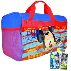 Disney Mickey Mouse Duffle Bag Set for Boys, Kids ~ 4 Pc Bundle With Mickey Carry On Travel Bag, Stickers, Door Hanger, and More | Mickey Mouse Sleepover Travel Activity Set von Disney