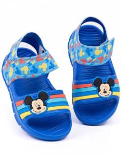 Disney Mickey Mouse Sandalen Jungen Kleinkinder | Kinder Mädchen animierte Charakter-Schieberegler mit unterstützendem Gurt | Blaue Sommerschuhe von Disney