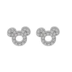 Disney Mickey Mouse Women Jewelry, Sterling Silver Clear Cubic Zirconia and Silver Stud Earrings von Disney