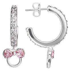 Disney Mickey Mouse or Minnie Moue Silver Plated Cubic Zirconia Hoop Earrings, Official License von Disney