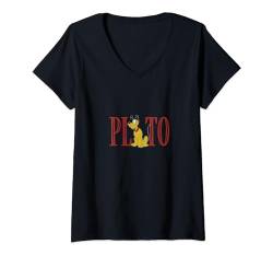 Disney Mickey and Friends Pluto Lettering Classic T-Shirt mit V-Ausschnitt von Disney