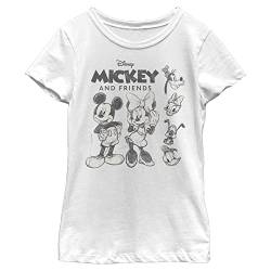Disney Mickey and Friends Sketches Logo Girls Standard T-Shirt, White, X-Small von Disney