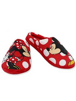 Disney Mickey and Minnie Mouse Polka Dot Erwachsene Damen Scuff Slide On Hausschuhe, Rot, Small von Disney