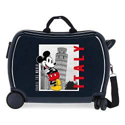 Disney Mickey und Minnie Reisen um die Welt, Italien, Blauer Kinderkoffer, 50 x 39 x 20 cm, starres ABS, seitlicher Kombinationsverschluss, 34 l, 1,8 kg, 4 Rollen, Handgepäck von Disney