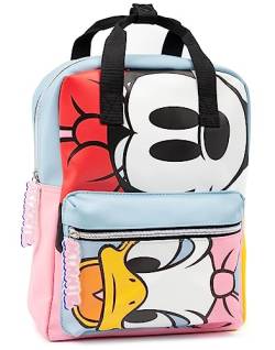 Disney Minnie Maus Rucksack für Frauen Damen Teens Kinder | Rosa Blau Daisy Duck Charaktere Tasche | Polyester-Lederoptik mit Griff & verstellbaren Trägern von Disney