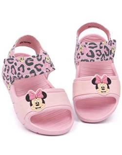 Disney Minnie Maus Sandalen Kinder Kleinkinder | Mädchen Leopard Animal Print Rosa Schieber mit stützendem Riemen | Rosa Sommerschuhe Schuhe von Disney