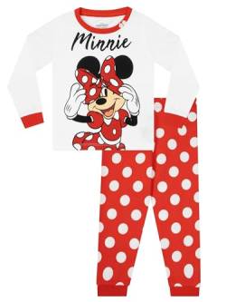 Disney Minnie Maus Schlafanzug | Baumwolle Schlafanzug Mädchen | Pyjama Kinder Lang 92 von Disney
