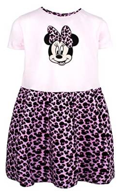 Disney Minnie Mouse - Kleid mit Minnie Mouse Muster - 100% Baumwolle - Sommerkleider für Mädchen - Minnie Mouse Kleid Pink - Minnie Mouse Kleidung Kinderkostüm - Pink Leopard - Alter: 3-4 Jahre von Disney