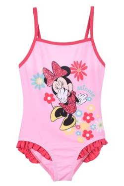 Disney Minnie Mouse Mädchen Badeanzug, Einteiliger Badeanzug mit Blumenmuster, Größe 3 Jahre, Rosa von Disney