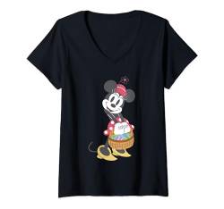 Disney Minnie Mouse Pastel Spring Retro with Easter Basket T-Shirt mit V-Ausschnitt von Disney