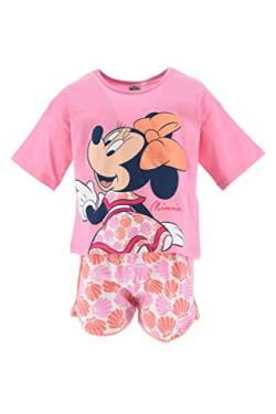 Disney Minnie Mouse T-Shirt und Shorts für Mädchen, Schlafanzug aus Weicher Baumwolle, Minnie Maus Design 2-Teiliges Set für Mädchen, Größe 3 Jahre | Rosa von Disney