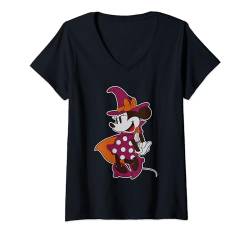 Disney Minnie Mouse in Witch Costume Halloween T-Shirt mit V-Ausschnitt von Disney