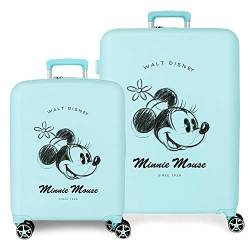 Disney Minnie You are Magic Kofferset Blau 55/70 cm Starres ABS Integrierter TSA-Verschluss 88L 6,8 kg 4 Doppelrollen Handgepäck von Disney