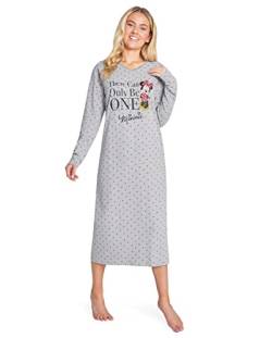 Disney Nachthemd Damen Langarm Nachtwäsche Damen und Teenager (S, Grau) von Disney