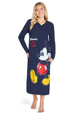 Disney Nachthemd Damen Langarm Nachtwäsche Damen und Teenager (S, Marineblau) von Disney