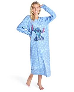 Disney Nachthemd Damen Langarm Nachtwäsche Damen und Teenager (S,Blau) von Disney