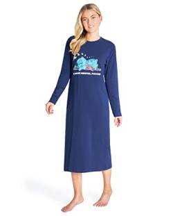 Disney Nachthemd Damen Langarm Nachtwäsche Damen und Teenager (XXL, Navy Blau) von Disney