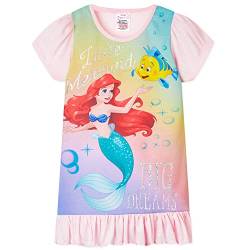 Disney Nachthemd Mädchen Kurzarm Nachthemden für Mädchen Kinder Pyjamas Offiziellen Prinzessinnen Belle Jasmine Ariel (7-8 Jahre, Mehrfarbig Ariel) von Disney