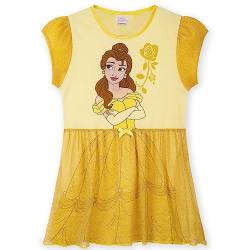 Disney Nachthemd Mädchen Kurzarm Nachthemden für Mädchen Kinder Pyjamas Offiziellen Prinzessinnen Belle Jasmine Ariel (9-10 Jahre, Gelb Belle) von Disney