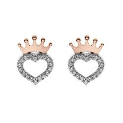 Disney Ohrringe Princess für Damen und Mädchen, Herz Krone Silber Roségold von Disney