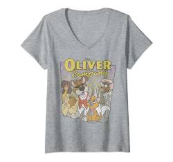 Disney Oliver & Company Checkerboard Poster T-Shirt mit V-Ausschnitt von Disney