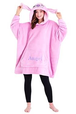 Disney Oversize Pullover Damen, Lilo und Stitch Kuschel Kapuzenpullover Damen und Teenager - Geschenke für Frauen (Rosa Angel) von Disney
