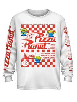 Disney Pixar Toy Story Pizza Planet Take Out Flyer Disneyland World Tee Lustiger Humor Herren Grafik T-Shirt, Langärmlig, L von Disney