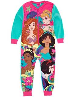 Disney Princess Blauer Einteiler für Mädchen von | All-in-One-Fleece-Loungewear | Aschenputtel Schneewittchen Jasmin Kleine | Kinder-Pyjama-Schlafanzug-Nachtwäsche | Gemütliche Geschenkartikel von Disney