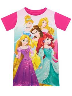 Disney Princess Nachthemd Mädchen Kurzarm | Prinzessinnen Nachthemden für Kinder | Ariel Cinderella Belle Rapunzel Schlafanzug Mehfarbig 110 von Disney