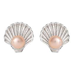 Disney Princess Offically Licensed Jewelry for Women and Girls Little Mermaid Pink Pearl Sterling Silver Seashell Stud Earrings von Disney