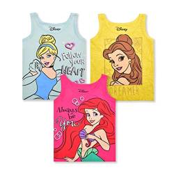 Disney Prinzessin Cinderella, Belle und Ariel Mädchen 3er Pack Tank Top für Kleinkinder und kleine Kinder - Rosa/Gelb/Blau, gelb, 6X von Disney