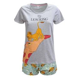 Disney Pyjama für Damen, König der Löwen, T-Shirt und Shorties Mädchen aus Baumwolle 6579, hellgrau, L von Disney