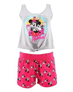 Disney Pyjama für Damen, Oberteil und Shorts, 2-teiliges Set für Damen, Weiche Baumwolle, Mickey und Minnie Pyjama für Damen und Teenager | Größe S - Rosa von Disney