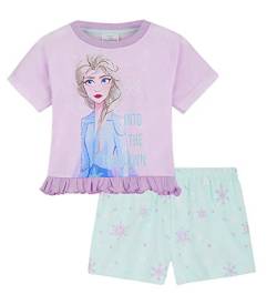 Disney Schlafanzug Mädchen Kurz, Stitch Frozen Prinzessinnen Minnie Mouse Pyjama Set Mädchen Set Stitch Schlafanzüge Stitch Kleidung Mädchen 2-14 Jahre Baumwolle (Lila Frozen, 9-10 Jahre) von Disney