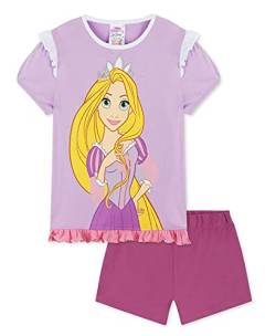 Disney Schlafanzug Mädchen Kurz, Stitch Frozen Prinzessinnen Minnie Mouse Pyjama Set Mädchen Set Stitch Schlafanzüge Stitch Kleidung Mädchen 2-14 Jahre Baumwolle (Lila Rapunzel, 5-6 Jahre) von Disney