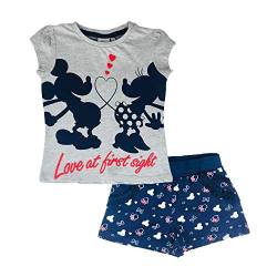 Disney Schlafanzug Mädchen Minnie Mouse T-Shirt Und Shorts aus Baumwolle Gedruckt 2820 - Grau, 6 Alter von Disney