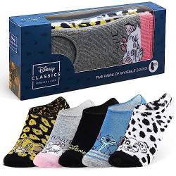 Disney Sneaker Socken, Kollektion, Baumwollreich Kurze Socken, Minnie Mouse Socken, Grau/Rot, 5 Paar Socken, Größe 36-40, Socken Damen, Geschenke Fans von Disney