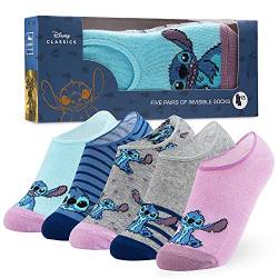 Disney Sneaker Socken Kinder, Socken Mädchen Sets mit 5 x Paar Bunte Socken, 25-30 (grau/blau) von Disney