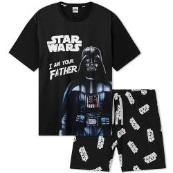 Disney Star Wars Schlafanzug Herren Kurz, Pyjama T-Shirt & Shorts - Papa Geschenk (Schwarz Darth Vader, S) von Disney