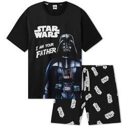 Disney Star Wars Schlafanzug Herren Kurz, Pyjama T-Shirt & Shorts - Papa Geschenk (Schwarz Darth Vader, XL) von Disney