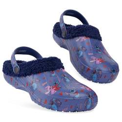 Disney Stitch Clogs für Damen - Winter Hausschuhe Damen Fleece Gefüttert in Größe 35-40 mit Anti-Rutsch-Sohle (Blau, 37-38 EU) von Disney