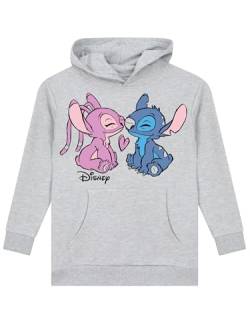 Disney Stitch Hoodie | Lilo Und Stitch Pullover Mädchen | Kapuzenpullover Für Mädchen | Hoodie Kinder Angel | Grau 140 von Disney